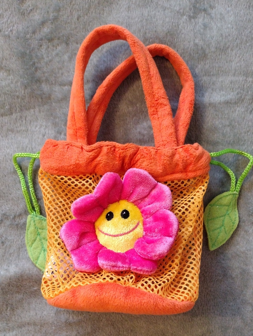 "Fiesta" Plush Orange Flower Smile Mini Tote